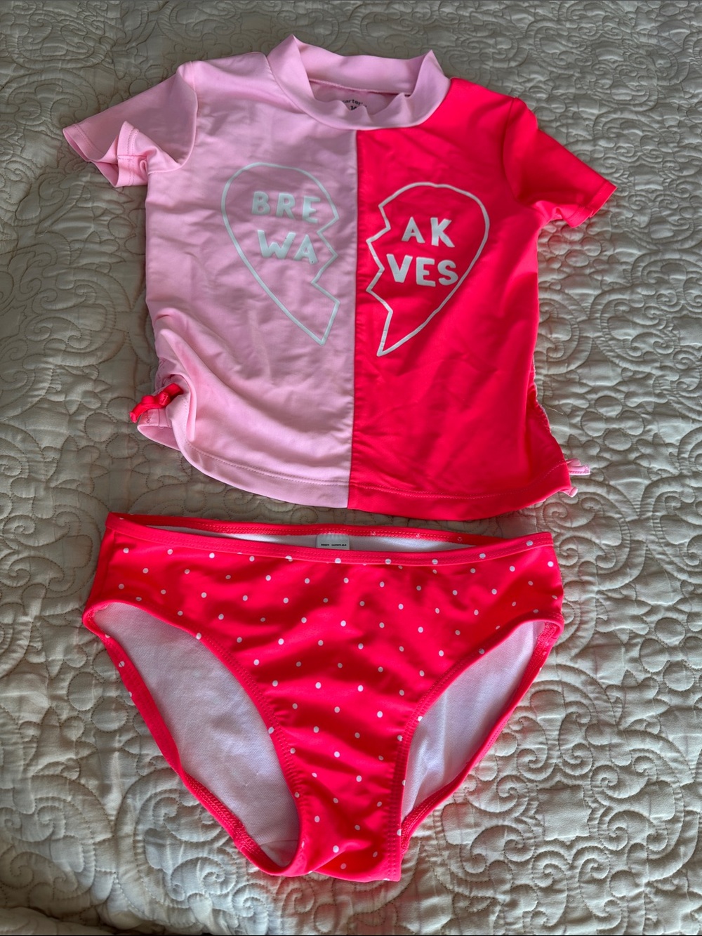 Carter's Pink and Hot Pink Girls' Two-Piece Rash Guard Bikini Set